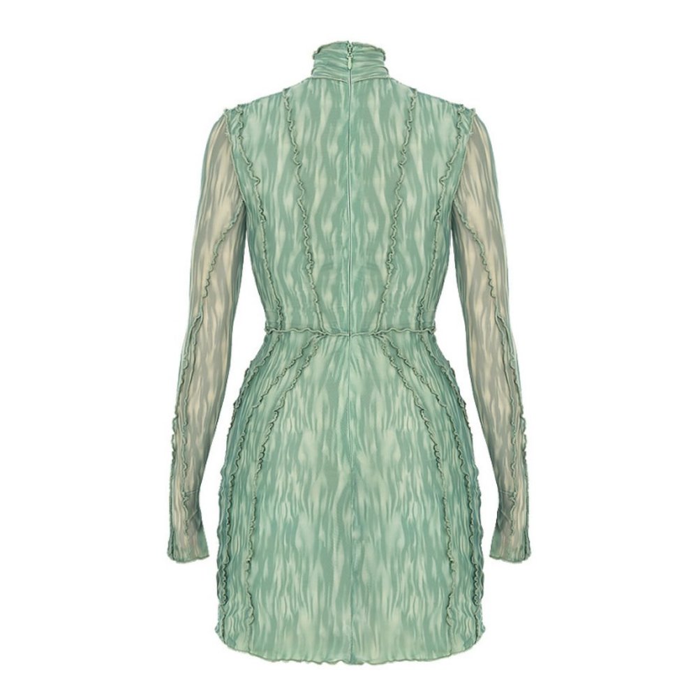 ๐HP๐ New House of CB Dylan Ivy Sexy Mesh Lace Up Long Sleeve Mini Dress Large - Picture 6 of 15